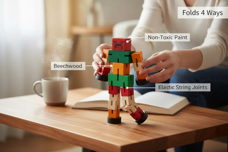 Wooden robot toy in different transforming shapes
