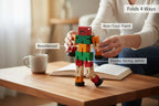 Wooden robot toy in different transforming shapes