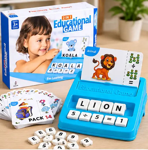 2-in-1 educational flash card matching and spelling game for kids