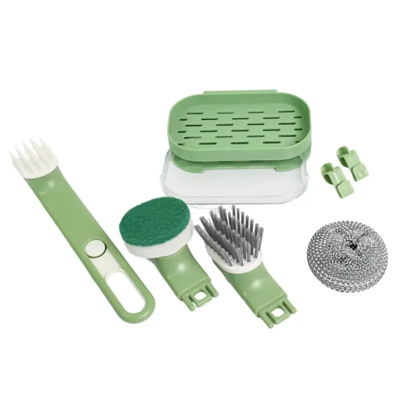9-Piece Kitchen Cleaning Brush Set – Multipurpose Dish Scrubber Kit with Soap Holder for Kitchen, Sink, Bottles & Cookware