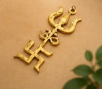 Pure Brass Om Trishul Swastik Wall Hanging – Trishakti Yantra for Home, Office, Temple & Vastu Décor