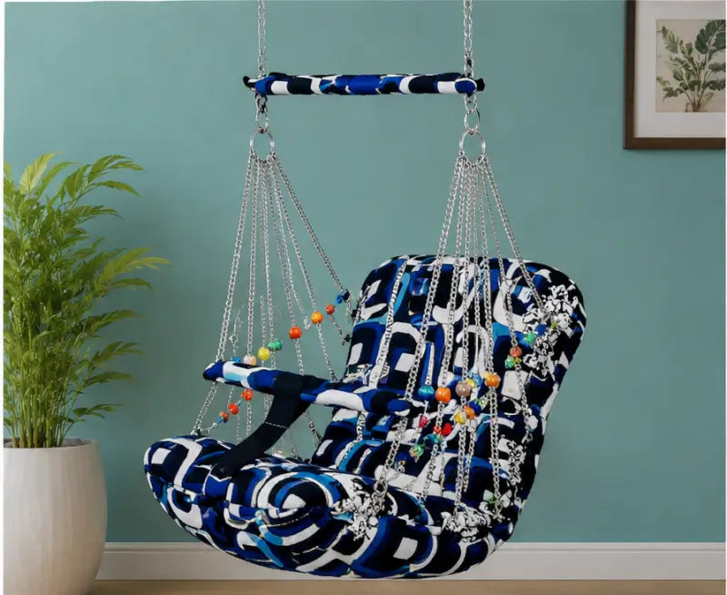 Cotton Baby Swing Chair – Foldable Hanging Jhula with Safety Belt for Kids | Washable Indoor & Outdoor Baby Swing