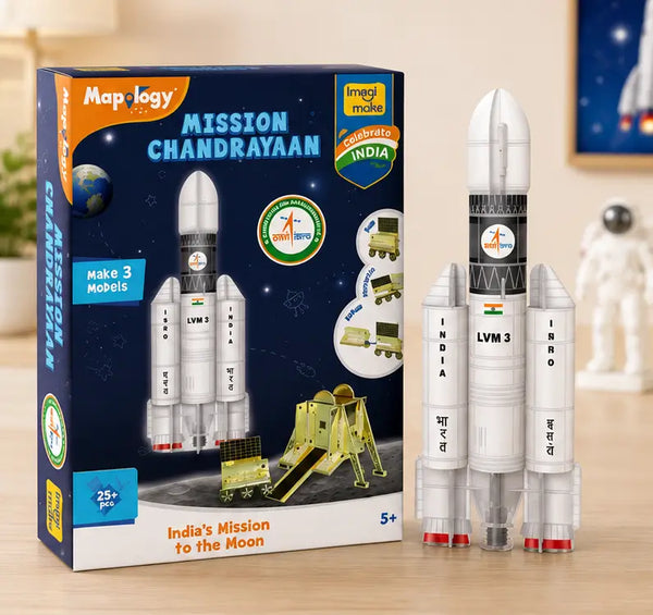 Imagimake Mapology Chandrayaan 3D Space Puzzle – ISRO Rocket & Satellite Educational Toy Set for Kids 5+ Years