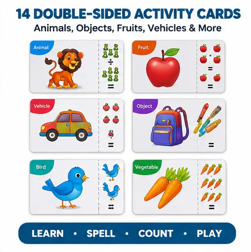 Educational matching game for kids with letters numbers and flash cards