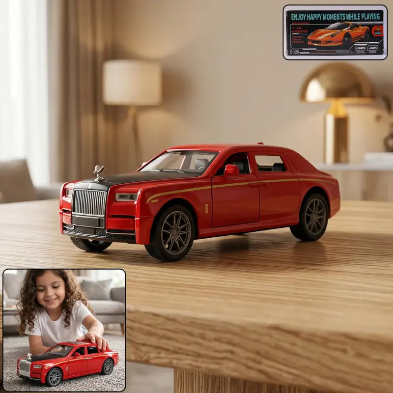 Red Die-Cast Metal Pull Back Luxury Sedan Toy Car
