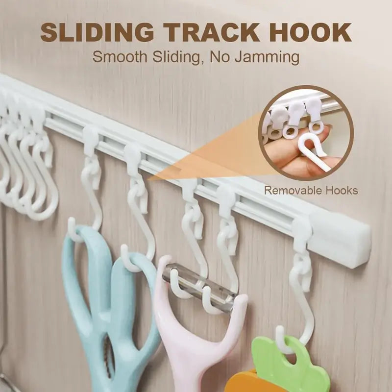 Wall Mounted Kitchen Storage Rack with 10 Adjustable Hooks – Multipurpose Hanging Organizer for Utensils & Accessories