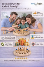 kids memory matching toy with round wooden board