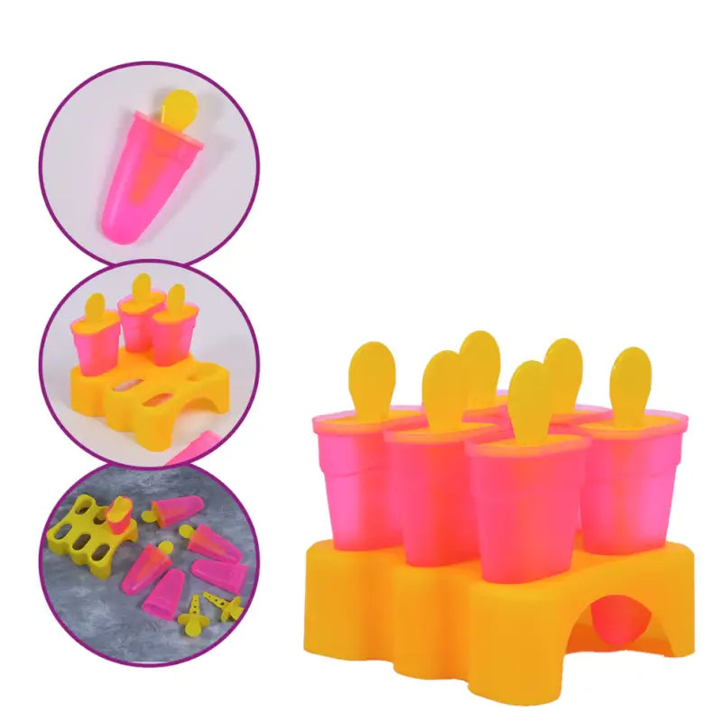 Reusable Ice Pop Maker Mould Set | 6-Cavity Plastic Popsicle & Kulfi Maker with Stand for Homemade Frozen Treats Set 2 (6+6)