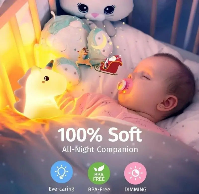 unicorn night light with soft LED glow
