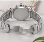 Men’s Analog Watch – Olive Green Dial with Stainless Steel Strap | Day & Date Display Quartz Wristwatch